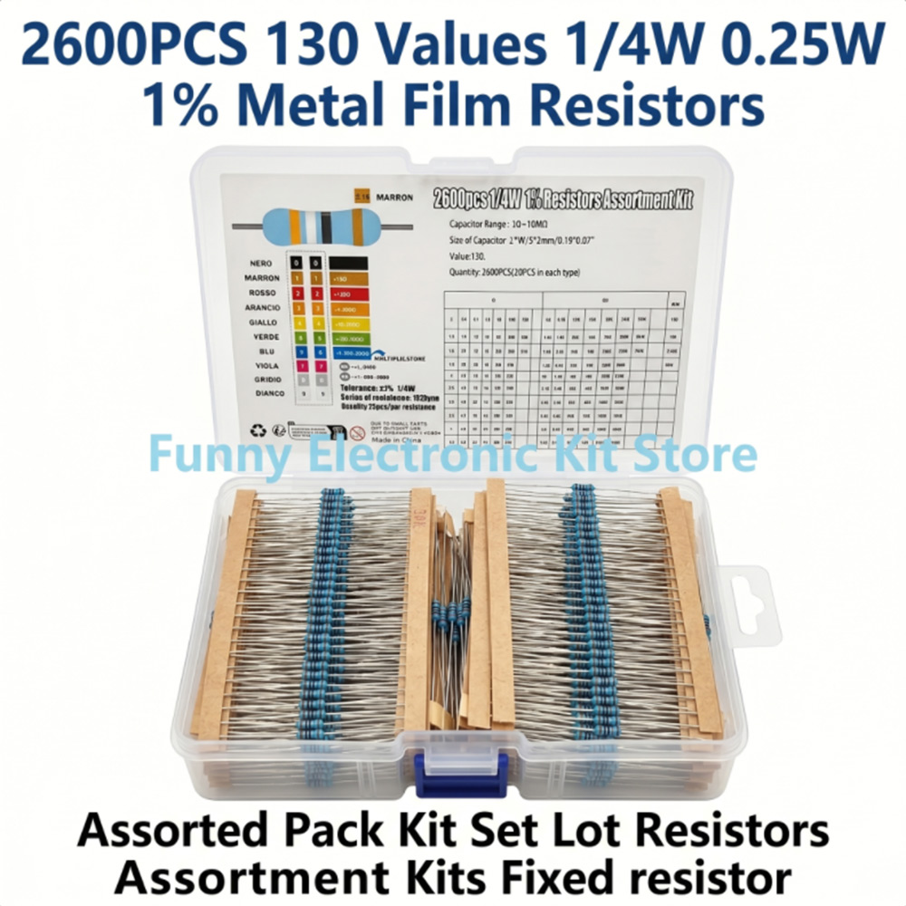 Diy Electronics Gadget - 2600 Buah Resistor Film Logam Paket
