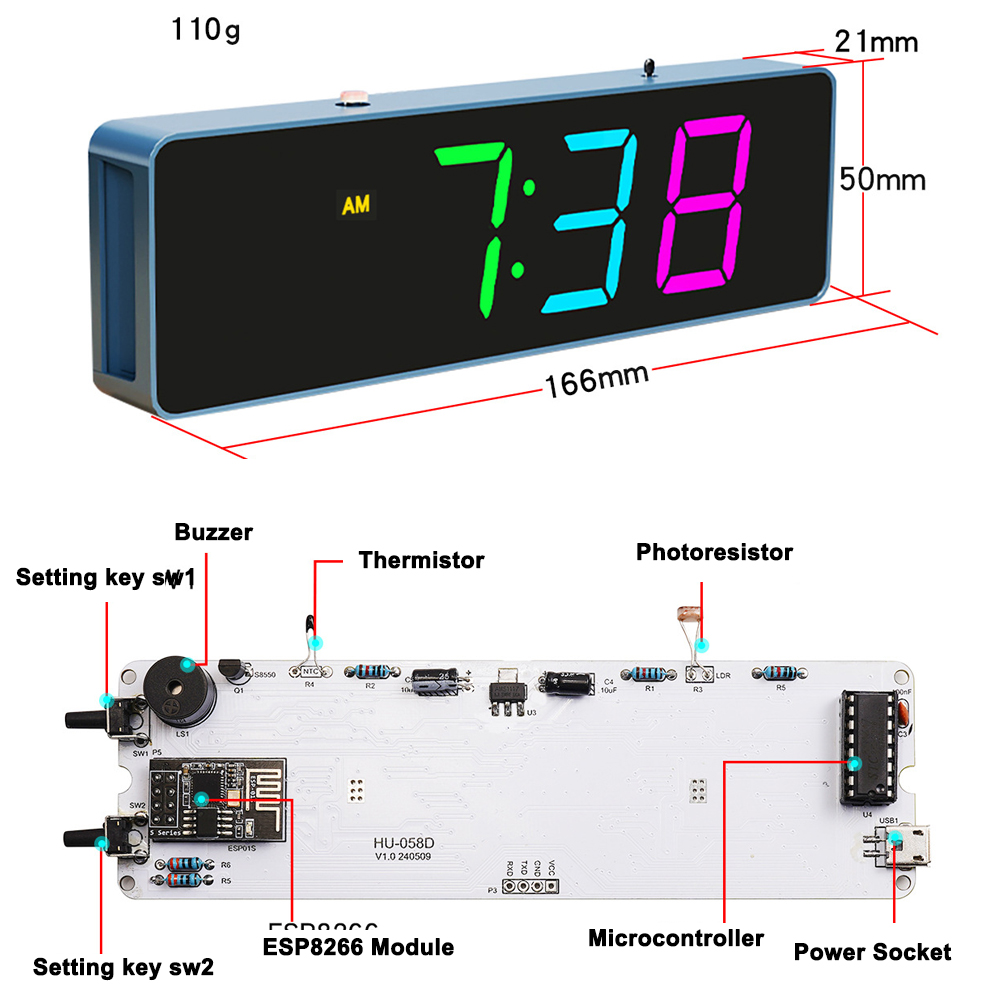 ESP8266 IoT jam WiFi warna-war - Diy Electronics Gadget ulasan dan harga